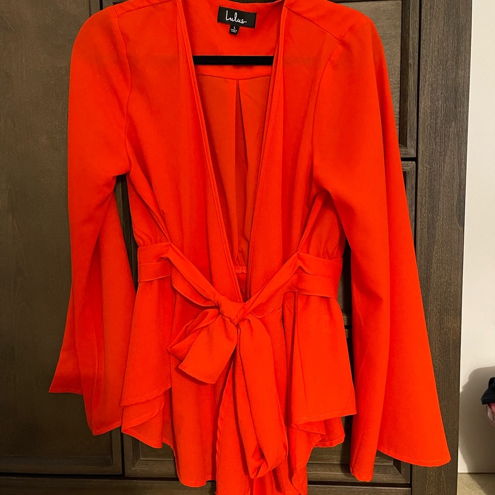 Lulus Vibrant Orange Wrap top